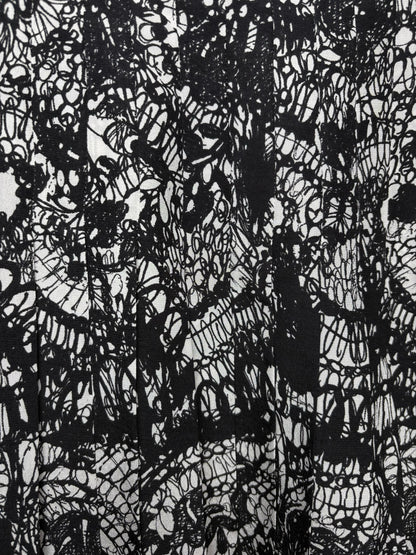 Women Size 40 Authentic Prada Black & White Scribble Print Pure Silk Vintage Pre-Owned Mini Skirt