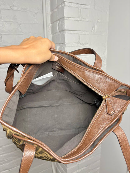 Canvas Fendi Zucca Print Canvas Pre-owned Brown Medium Purse