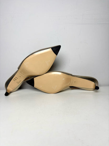 W Shoe Size 39 MaxMara Gold Leather Pre-owned, NWT Slingbacks