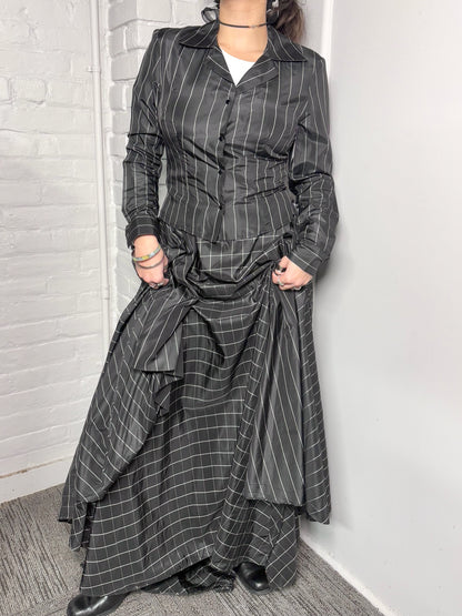 Women Size 8 Del Rosario Black & White Checkered Vintage Taffeta 2 Piece Set