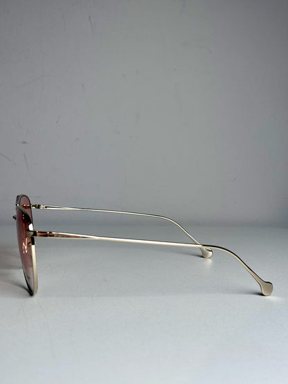 Salvatore Ferragamo Aviator Women's Pre-owned, NWOT Gold Tone Metal Sunglasses