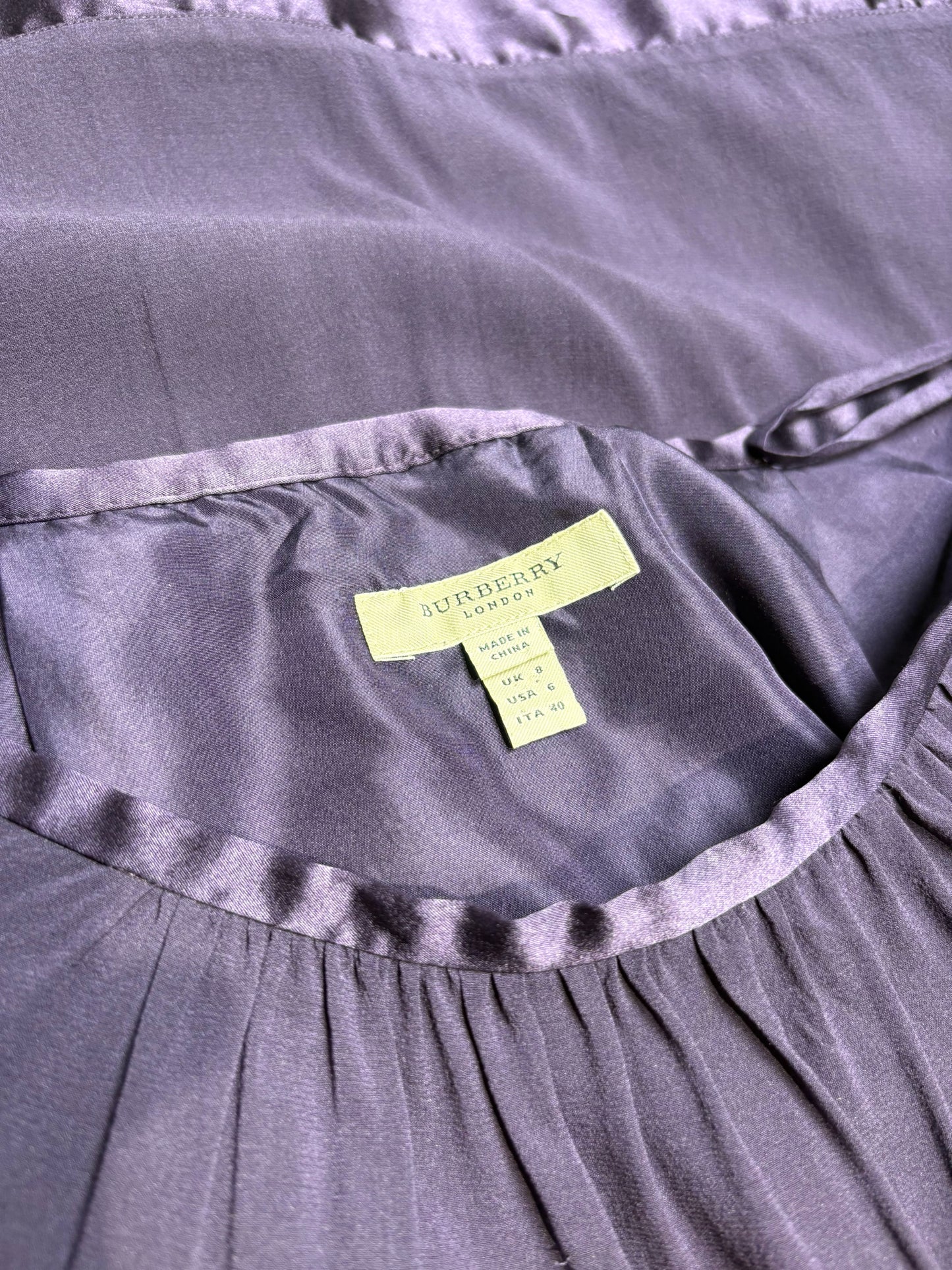 Women Size 6 Burberry Purple Silk Blend Pre-Owned Tiered Skirt