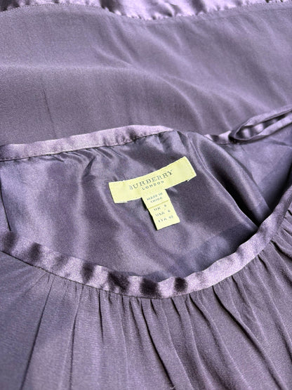 Women Size 6 Burberry Purple Silk Blend Pre-Owned Tiered Skirt