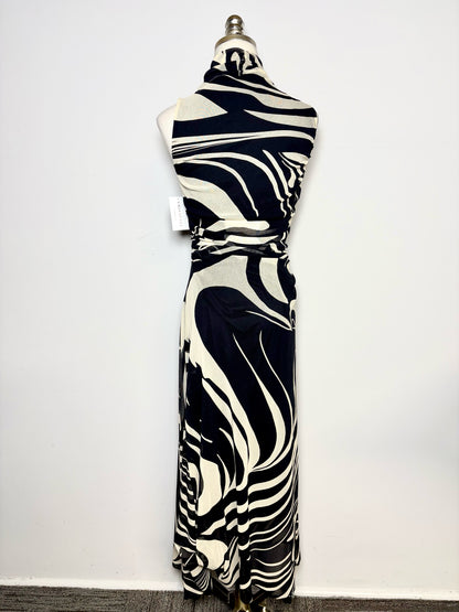 Women Size S Fuzzi Black, Cream Abstract Lines Polyamide Blend Pre-owned Dress