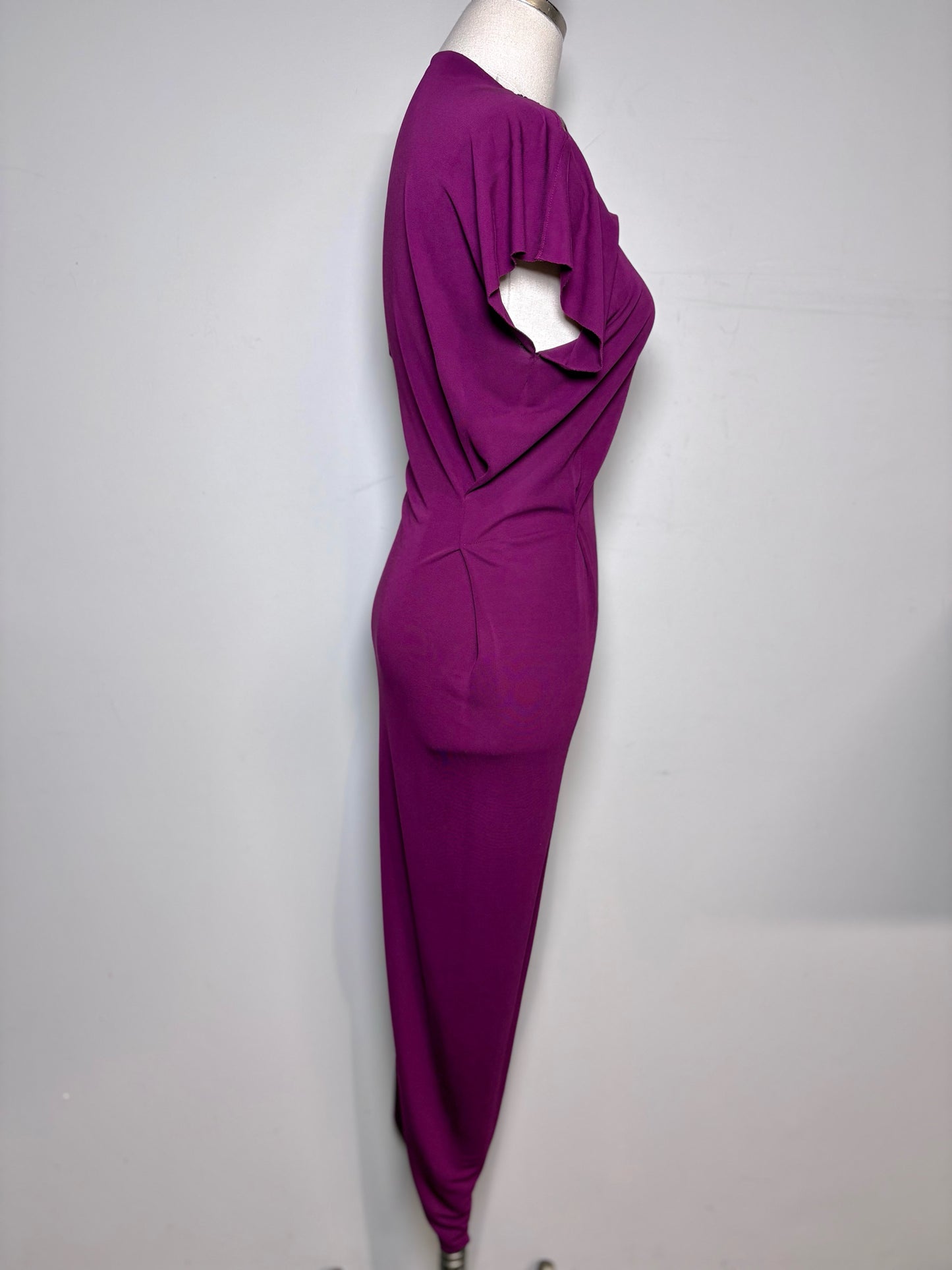 Women Size 6 Roland Mouret Plum Asymmetric Midi Clingy/Bodycon Pre-owned Dress