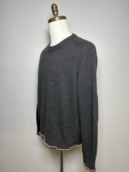 Men's Maison Margiela Gray Burgundy Rolled Hem Long Sleeve Pre-Owned Sweater