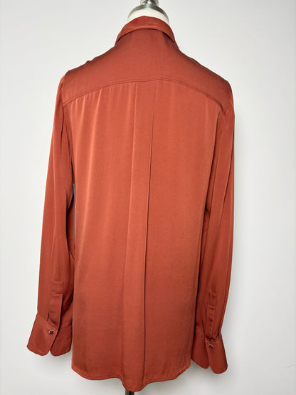 Women Size S Vince Copper Solid Silk Blend Blouse