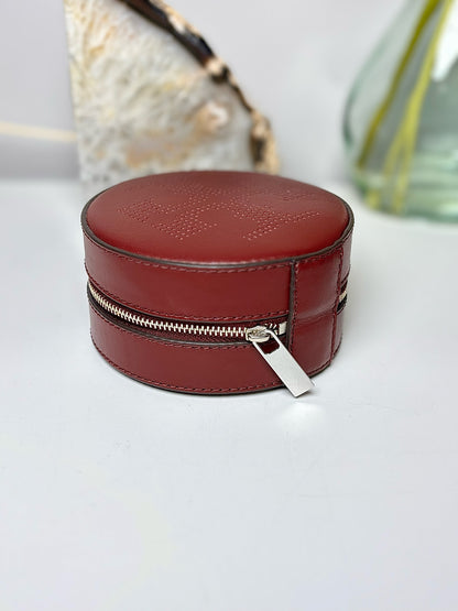 Burgundy Tory Burch Solid Leather Jewelry Case