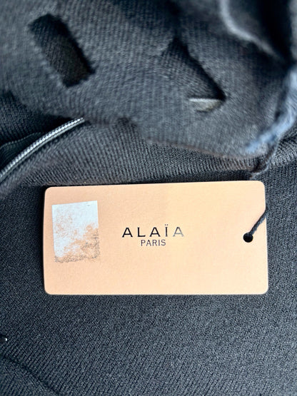 Women Size 42 ( 6 US) Alaia Black Solid Wool Blend NWT Dress