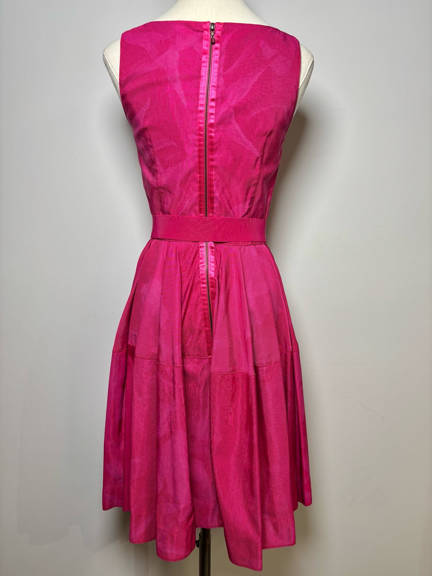 Women Size M Lanvin Magenta Solid Cotton, Viscose, Fit & Flarre Dress