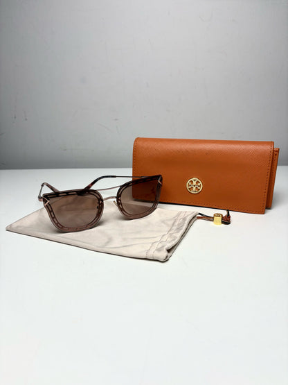 Women's Tory Burch TY6067 Rose Gold & Light Pink Tortoiseshell Pre-Owned Cat-Eye Sunglasses