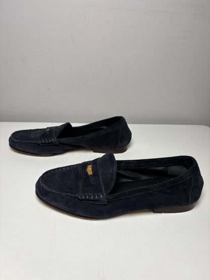 Women's Shoe Size 8.5 Veronica Beard Penny Navy Suede Pre-Owned Loafers