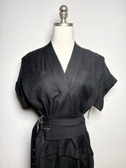 Women Size 8 (M) SEA New York Black Double Belt Cotton Pre-owned Dress