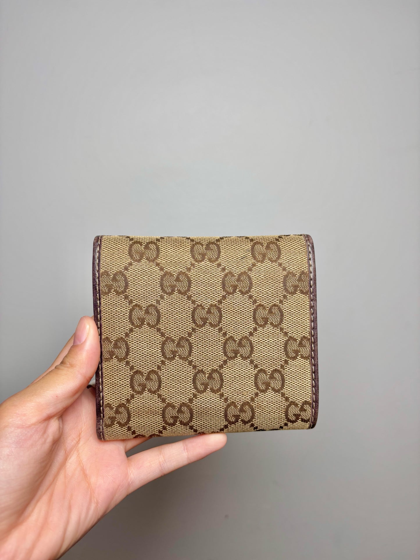 Gucci Canvas Tri Fold Dark Brown Gucci GG Monogram Wallet