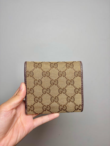Gucci Canvas Tri Fold Dark Brown Gucci GG Monogram Wallet