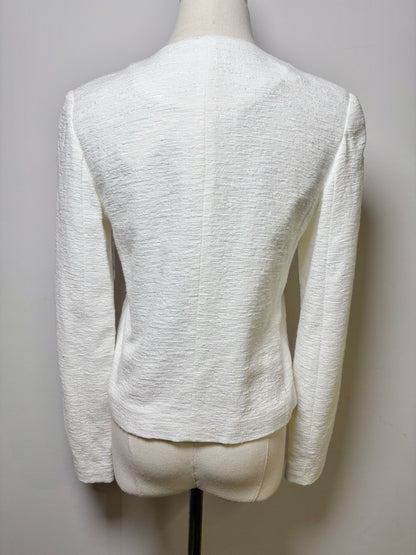 Women Size XS Vince White Solid Cotton Blend Jacket
