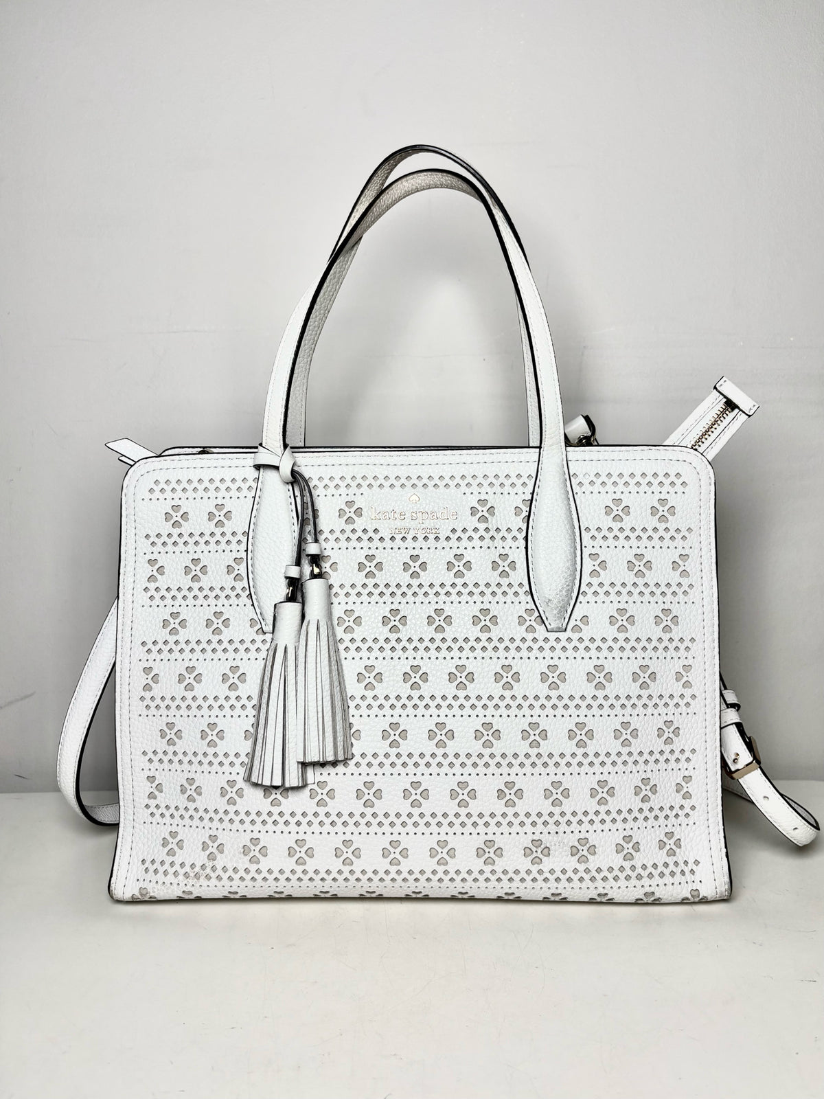 Kate Spade New York Rowe Perforated Leather Pre-owned White Tote