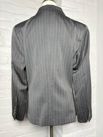 Women Size 46 (10, US) Gianluca Isaia Napoli Gray Pinstripe Wool Vintage Jacket