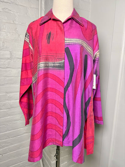 Women Size S Kay Chapman Red, purple Print Silk Blouse