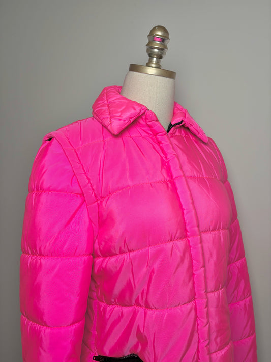 Women Size 6 Future Ozbek Hot Pink Quilted Puffer Jacket