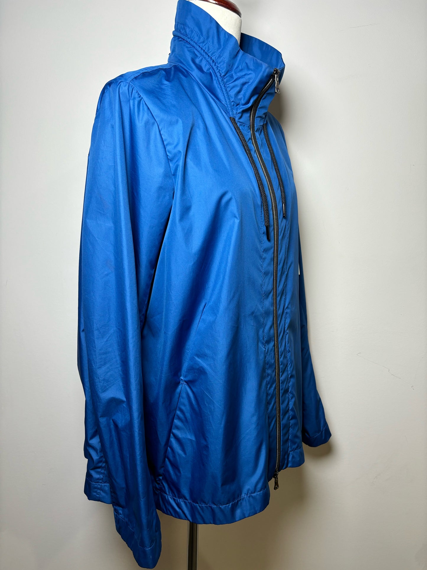 Women Size 42 Esemplare Blue Solid Nylon Windbreaker Jacket
