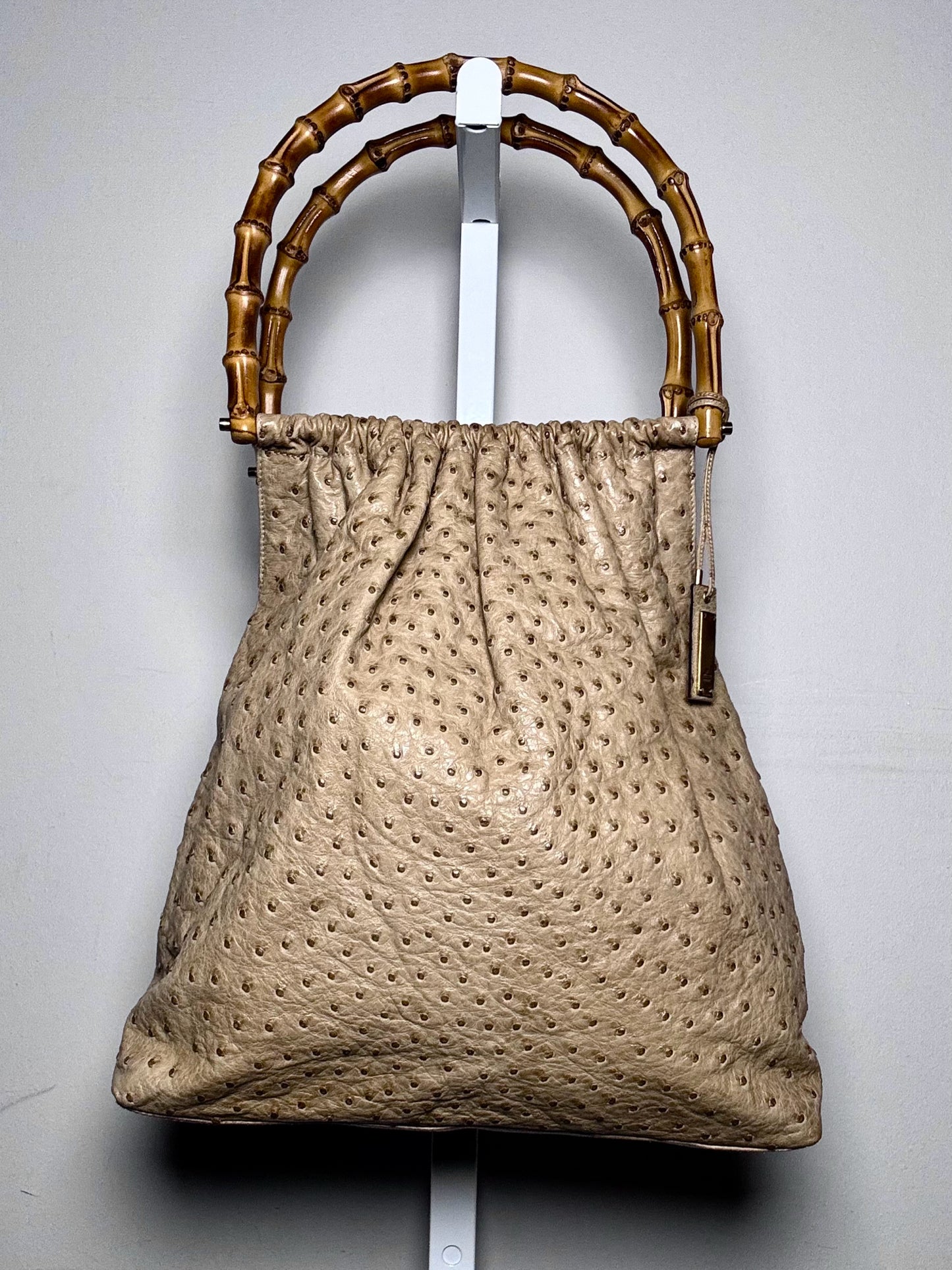 Gucci Solid Vintage Leather Pre-owned Taupe Ostrich Purse