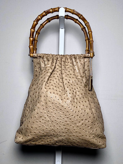 Gucci Solid Vintage Leather Pre-owned Taupe Ostrich Purse