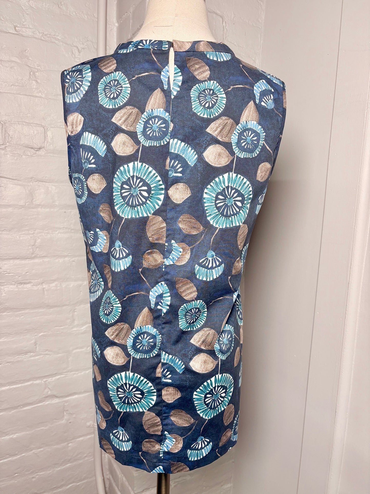 Women Size M Max Mara Blue Geometric Cotton Shirt
