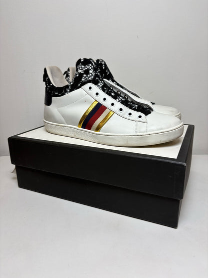 Size 38 (8) Gucci Ace High 'Lace" Sneaker Leather Women's