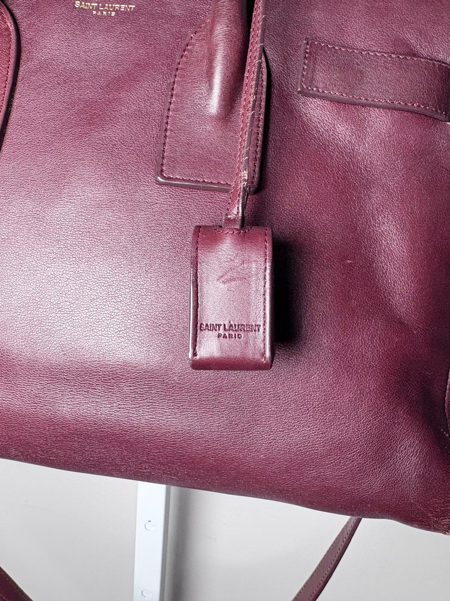 Saint Laurent Sac De Jour Burgundy Leather Iconic YSL Classic 2024 Pre-owned