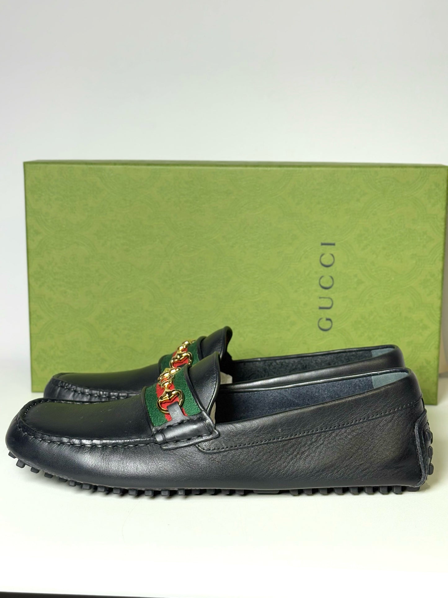 Gucci Black Leather Solid Mens Shoe Size 7.5 Men's Loafers