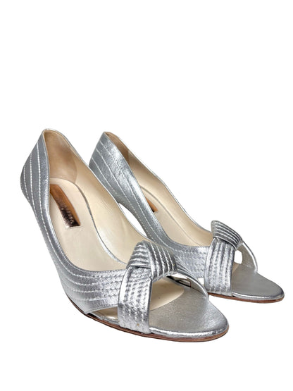 W Shoe Size 39 (8.5 US) Rupert Sanderson Silver Leather Cowhide Pump