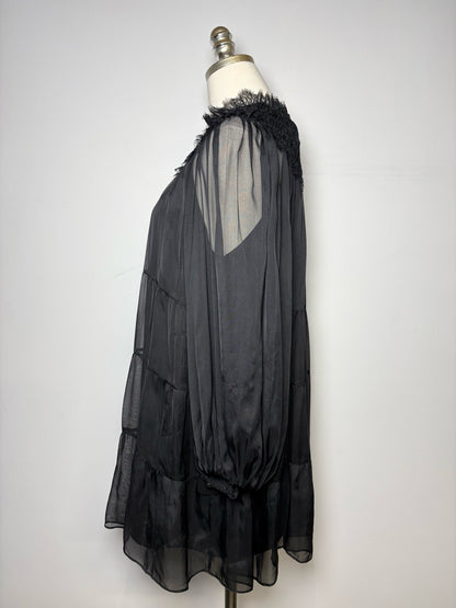 Women Size 8 Alice + Olivia Black Solid Nylon Pre-owned Dress
