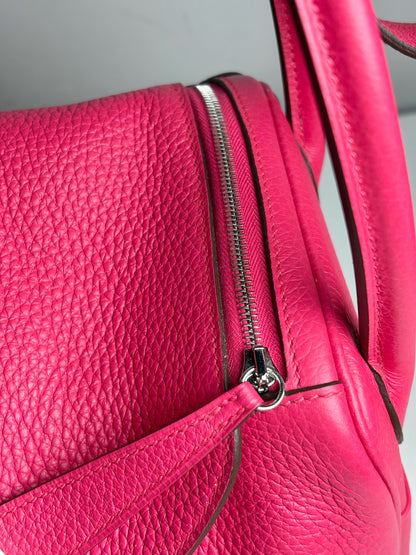 Women's Hermes Clemence Lindy 26 Pink Pre-owned Pink Pebble Grain Leather Purse