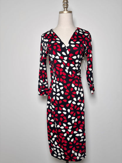 Women Size 6 Diane Von Furstenberg Black, white, red Polka Dot Dress