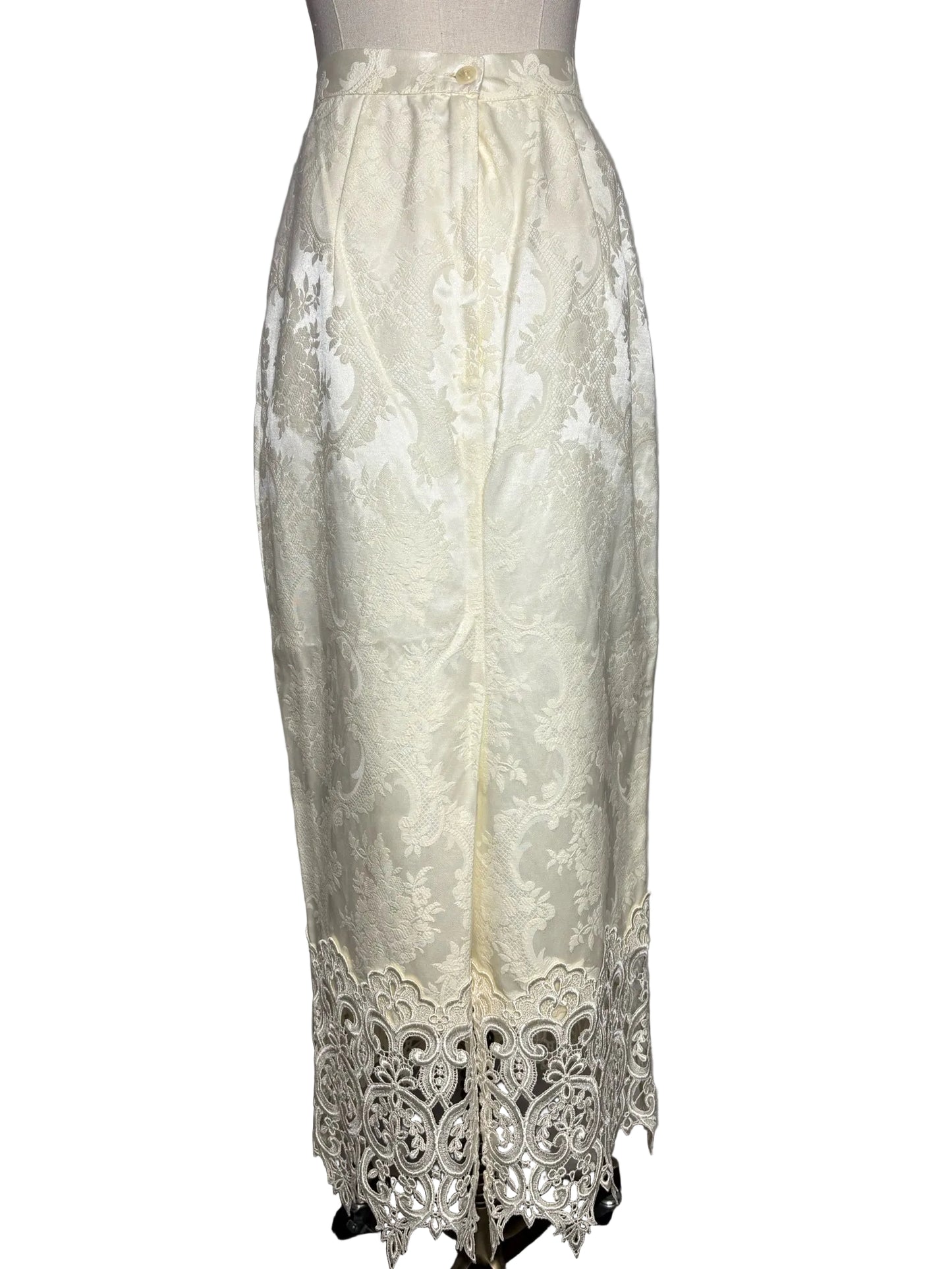 Size 12 Jessica McClintock Vintage Off-white Lace Jacket/Skirt Women's Suit