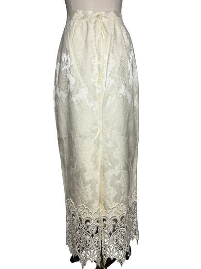 Size 12 Jessica McClintock Vintage Off-white Lace Jacket/Skirt Women's Suit