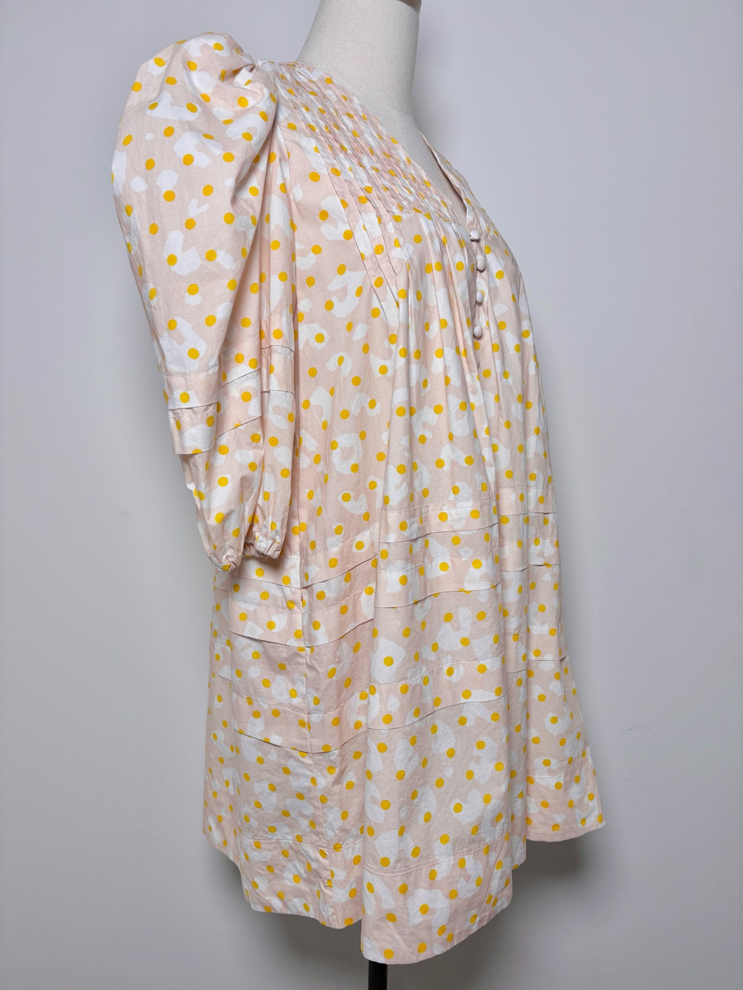 Women Size M Hunter Bell Pink,white,yellow Abstract Art Cotton Dress