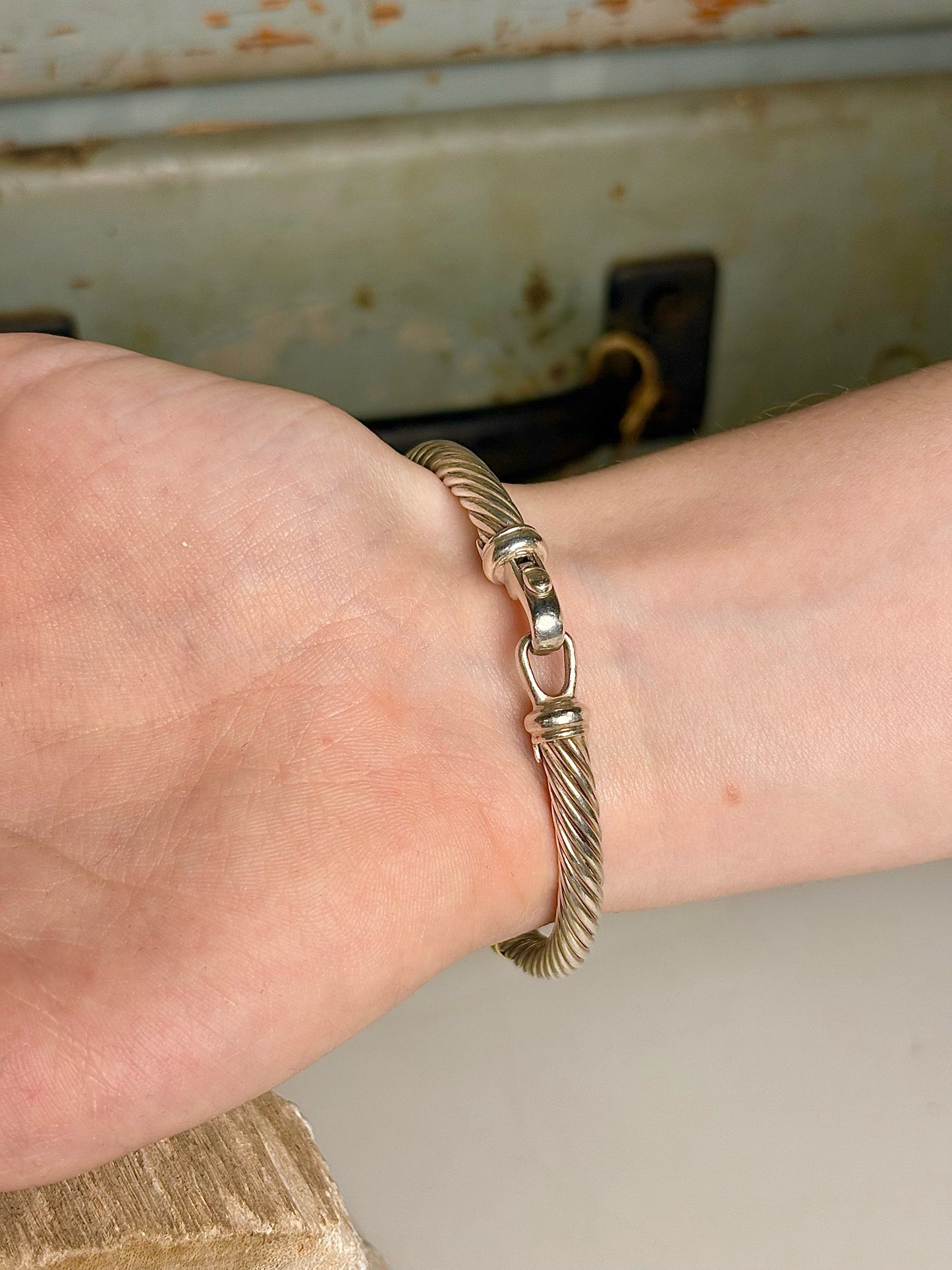 David Yurman Cable Twist, Diamond Bar 14K Gold Bracelet