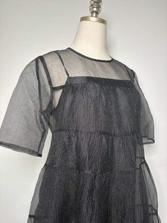 Women Size M Staud Black Organza Pre-owned Dress