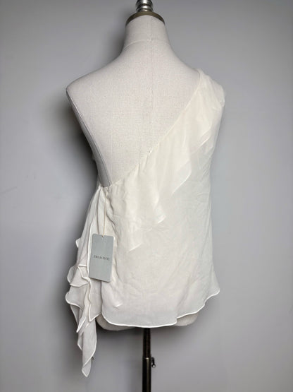 Women Size 10 Emilio Pucci Ivory One-shoulder Ruffled High Neck NWT Top