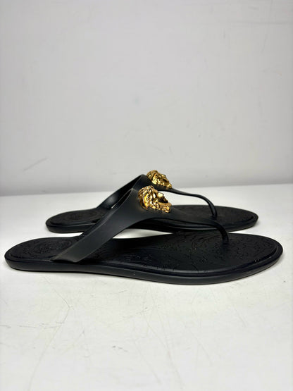 W Shoe Size 37 (6.5) Versace Black TPU Pre-owned Sandals