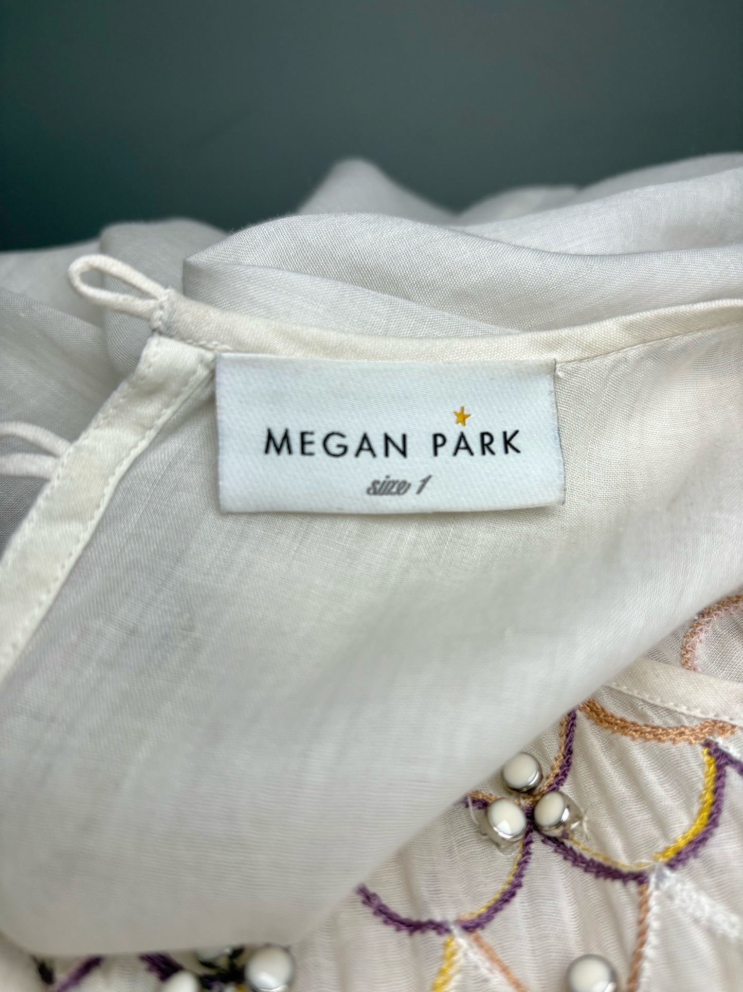 Women Size 1 (2 - 4 US) Megan Park Cream Scalloped Pure Cotton Pre-owned Dress