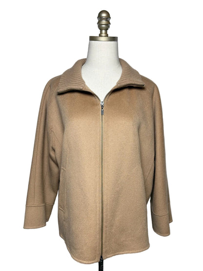 Light brown zip up jacket on mannequin