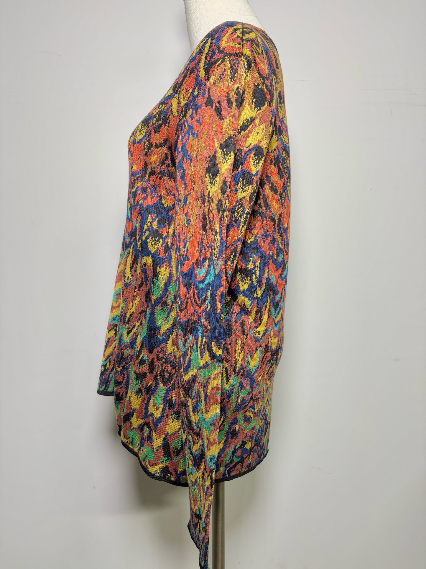 Women Size L Peruvian Connection Multicolor Abstract Art Pima Cotton Sweater