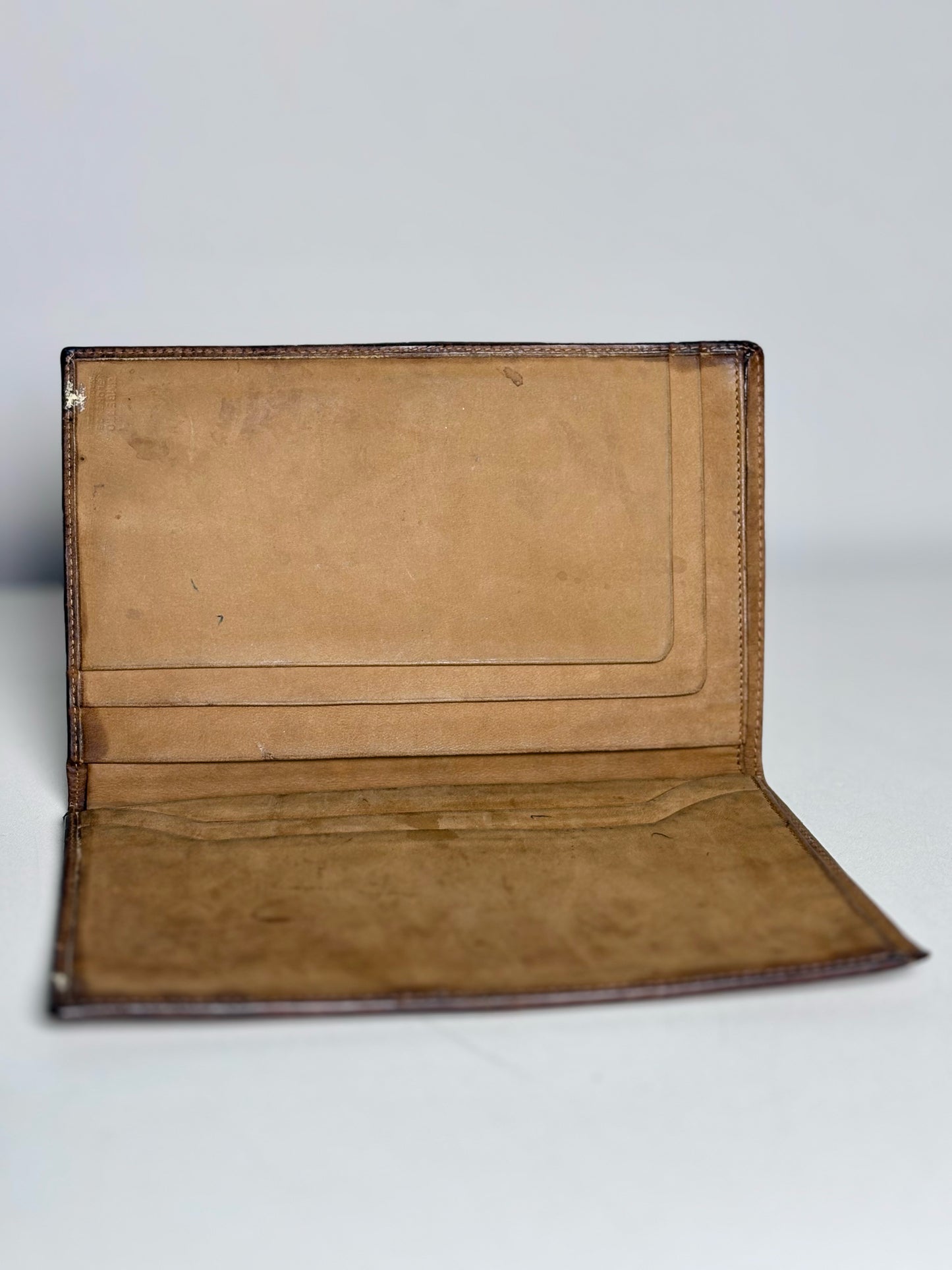 Umberto Italy Vintage Suede, Cowhide Leather Pre-owned Caramel, Beige Purse