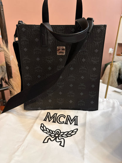 MCM Aren Monogram Black Visetos Tote Bag