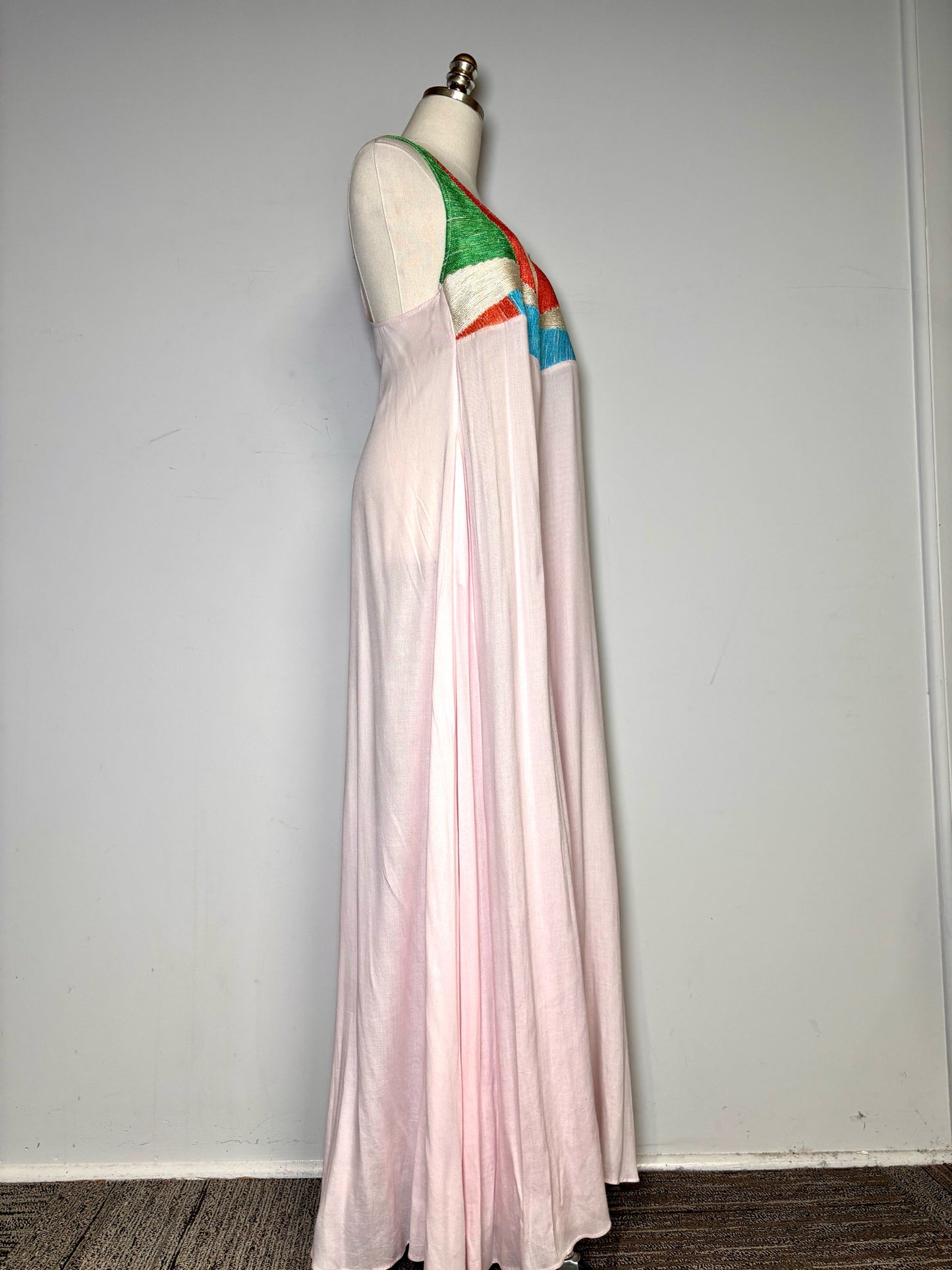Women Size S Mara Hoffman Pink Solid w/Embroidery Midi Dress