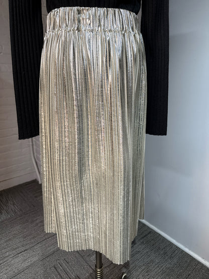 Women Size 38 (6 US) Etoile Isabel Marant Metallic Silver Pleated Skirt