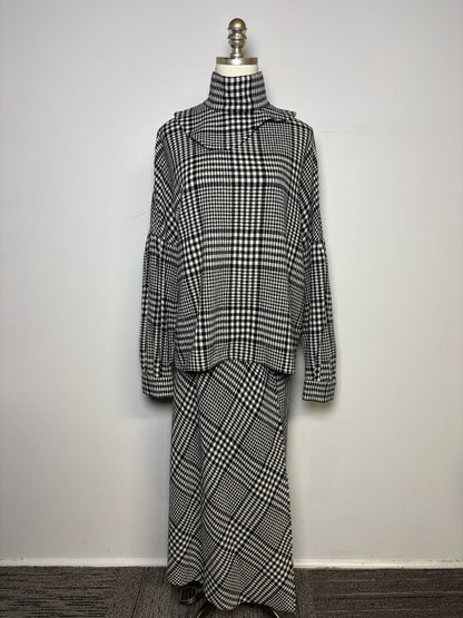 Women Size 6 Tibi Black/White Plaid 62% Wool 38% Polyamide Pre-owned Top
